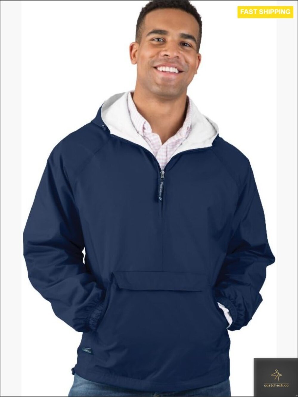 Classic Striped Pullover Windbreaker Anorak Packable Water-Resistant Unisex